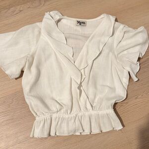 Show Me Your Mumu White Ruffled Blouse